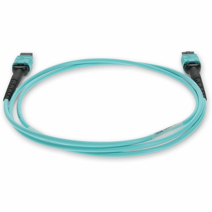 AddOn 5m MPO (Female) to MPO (Female) 12-Strand Aqua OM3 Straight Fiber OFNR (Riser-Rated) Patch Cable