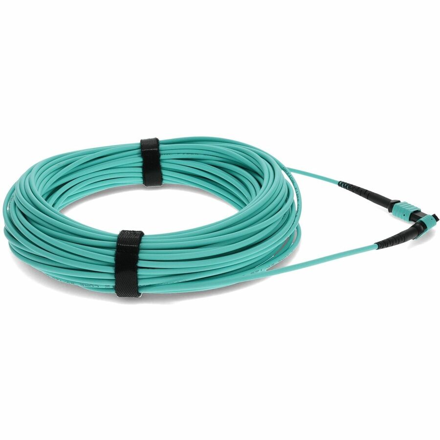 AddOn 20m MPO (Female) to MPO (Female) 12-Strand Aqua OM3 Straight Fiber OFNR (Riser-Rated) Patch Cable