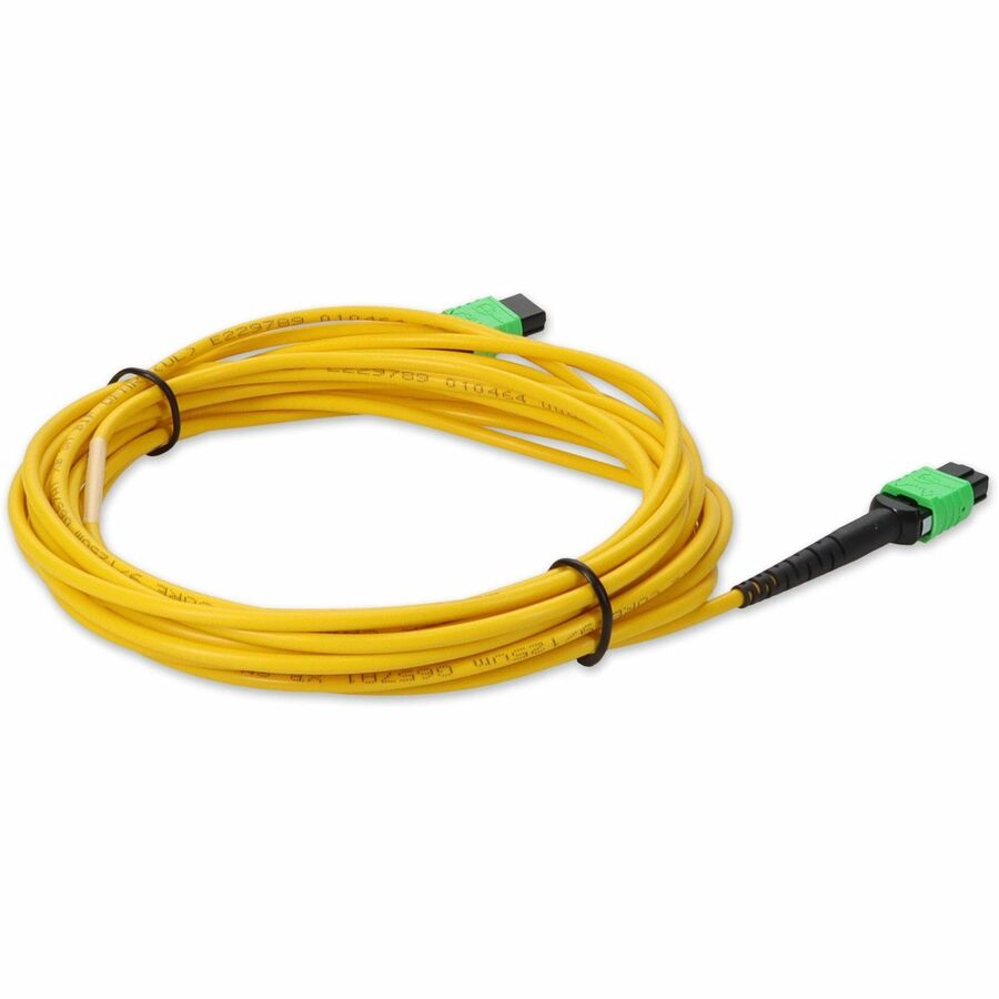 AddOn 10m MPO (Female) to MPO (Female) 12-Strand Yellow OS2 Straight Fiber OFNR (Riser-Rated) Patch Cable