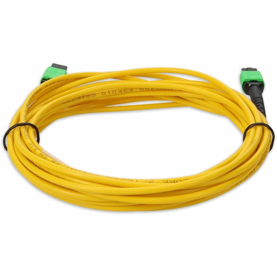 AddOn 10m MPO (Female) to MPO (Female) 12-Strand Yellow OS2 Straight Fiber OFNR (Riser-Rated) Patch Cable
