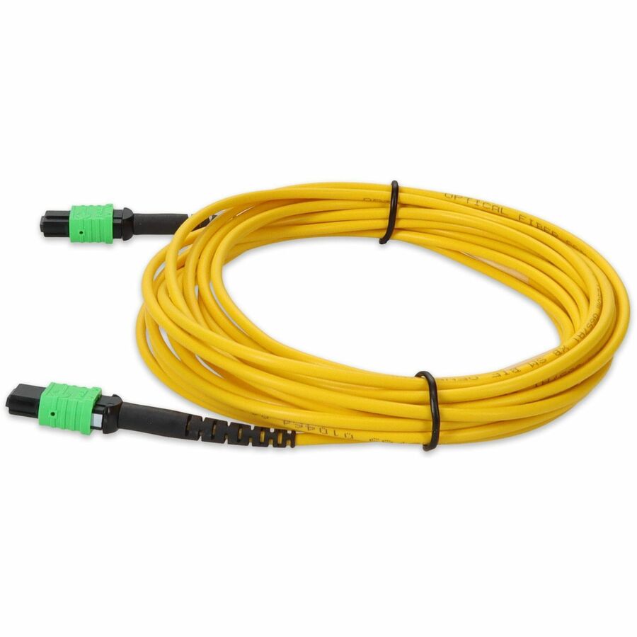 AddOn 10m MPO (Female) to MPO (Female) 12-Strand Yellow OS2 Straight Fiber OFNR (Riser-Rated) Patch Cable