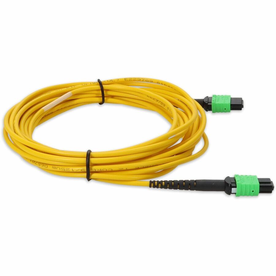 AddOn 10m MPO (Female) to MPO (Female) 12-Strand Yellow OS2 Straight Fiber OFNR (Riser-Rated) Patch Cable