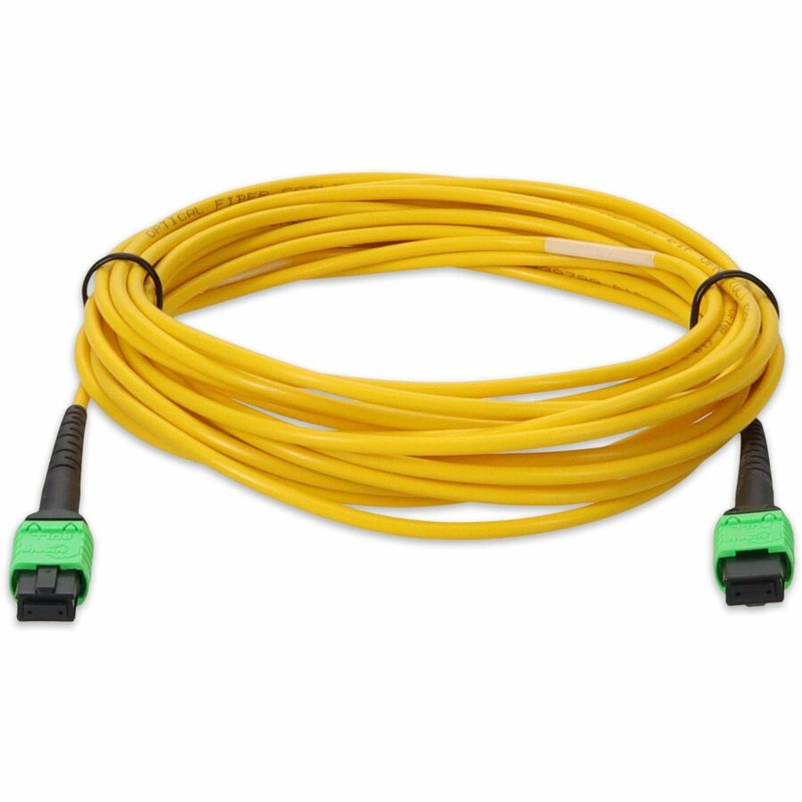 AddOn 10m MPO (Female) to MPO (Female) 12-Strand Yellow OS2 Straight Fiber OFNR (Riser-Rated) Patch Cable