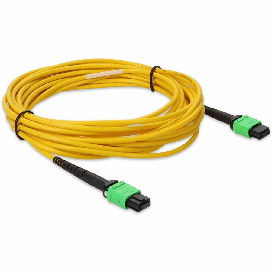 AddOn 10m MPO (Female) to MPO (Female) 12-Strand Yellow OS2 Straight Fiber OFNR (Riser-Rated) Patch Cable