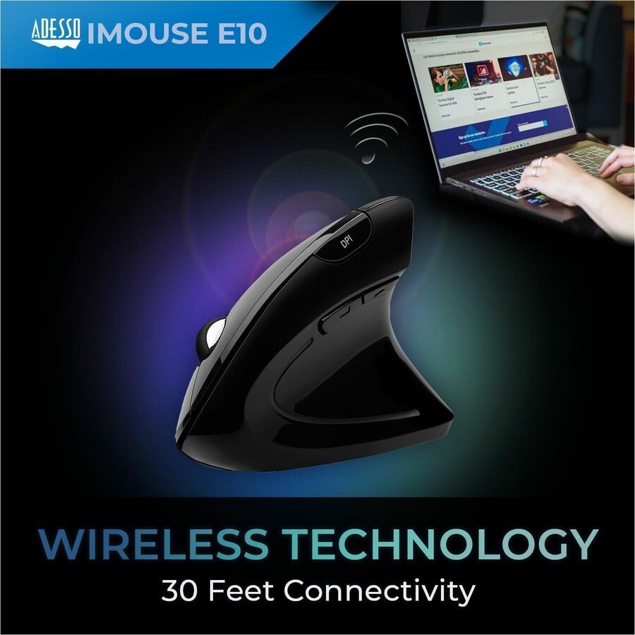 Adesso 2.4 GHz Wireless Vertical Ergonomic Mouse