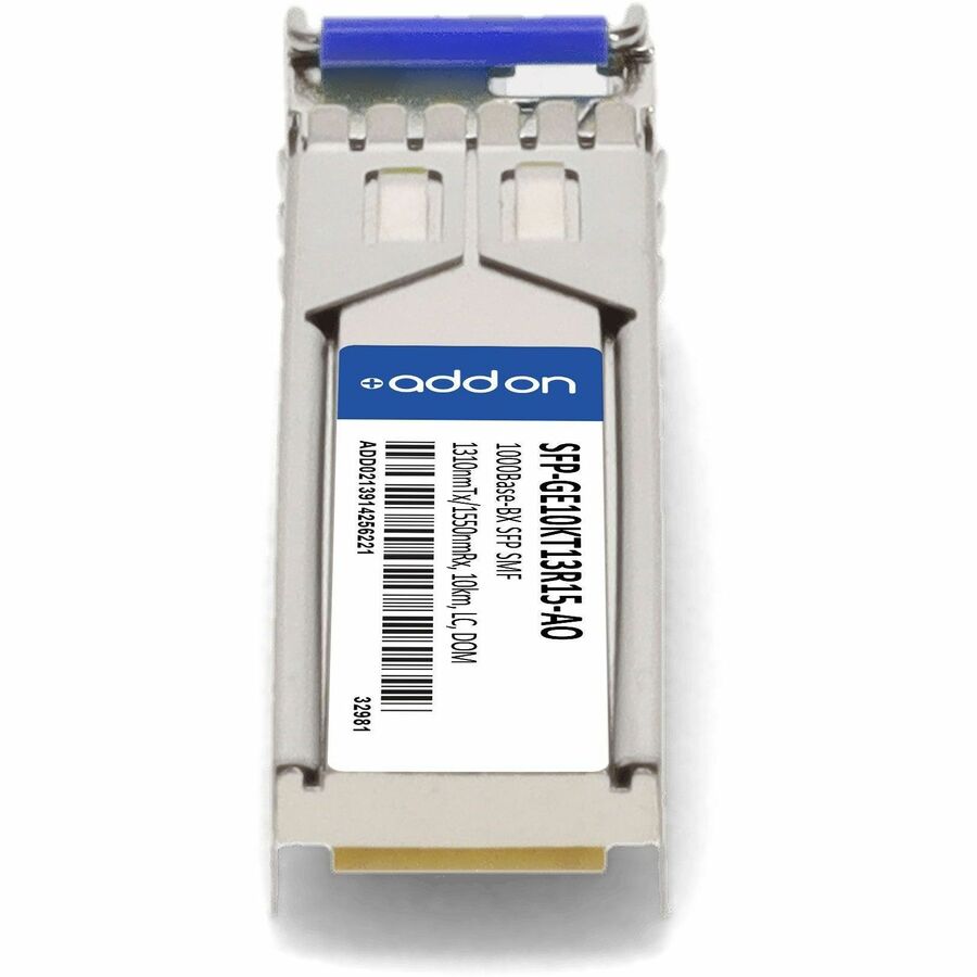 AddOn Juniper Networks SFP-GE10KT13R15 Compatible TAA Compliant 1000Base-BX SFP Transceiver (SMF, 1310nmTx/1550nmRx, 10km, LC, DOM)