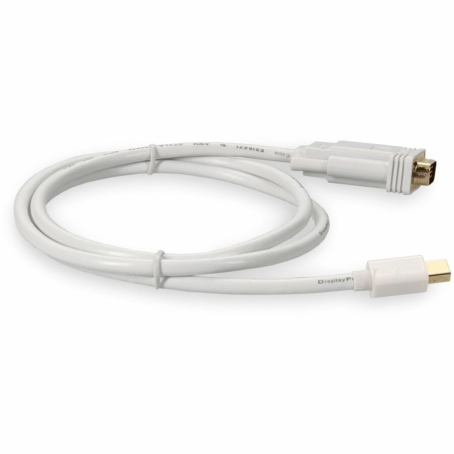 5PK 3ft Mini-DisplayPort 1.1 Male to VGA Male White Cables For Resolution Up to 1920x1200 (WUXGA)