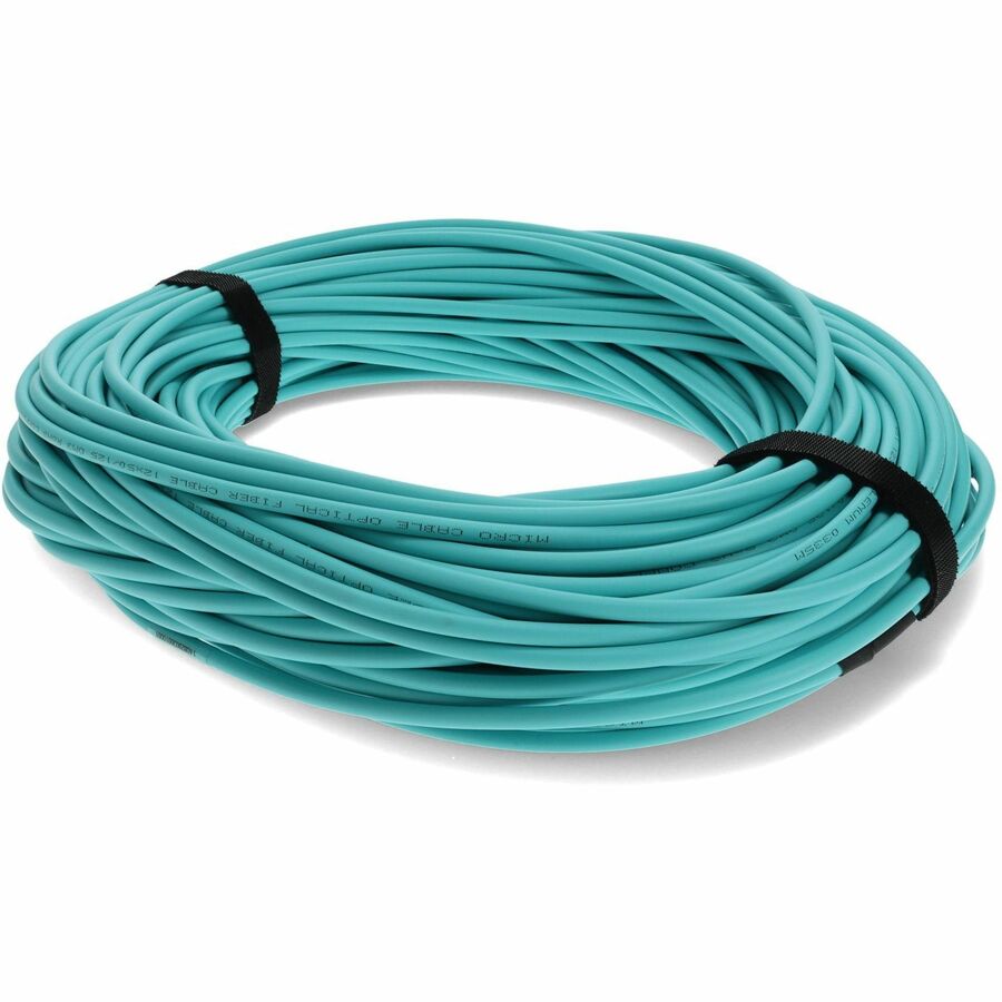 AddOn 20m MPO (Male) to MPO (Male) 12-Strand Aqua OM4 Straight Fiber OFNR (Riser-Rated) Patch Cable