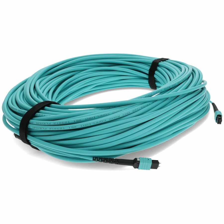 AddOn 20m MPO (Male) to MPO (Male) 12-Strand Aqua OM4 Straight Fiber OFNR (Riser-Rated) Patch Cable