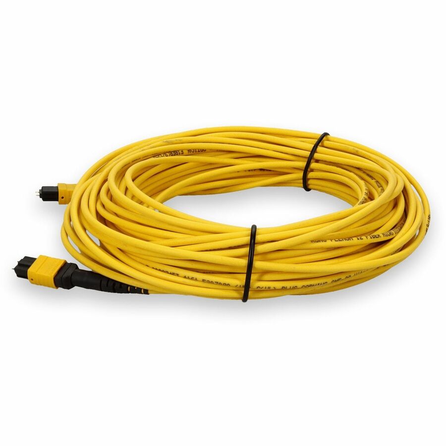 AddOn 20m MPO (Male) to MPO (Male) 12-Strand Yellow OS2 Straight Fiber OFNR (Riser-Rated) Patch Cable