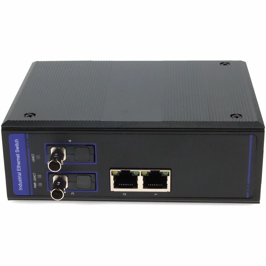 AddOn 2 10/100/1000Base-TX(RJ-45) to 2 1000Base-BXU(ST) SMF 1310nmTX/1550nmRX 20km Industrial Media Converter
