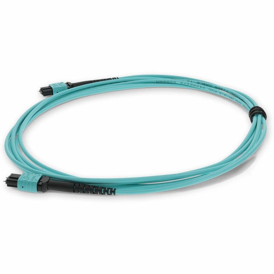 AddOn 1m MPO (Male) to MPO (Male) 12-Strand Aqua OM3 Crossover Fiber OFNR (Riser-Rated) Patch Cable