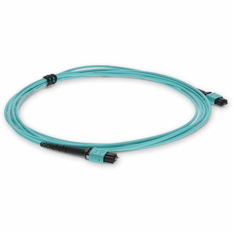 AddOn 1m MPO (Male) to MPO (Male) 12-Strand Aqua OM3 Crossover Fiber OFNR (Riser-Rated) Patch Cable