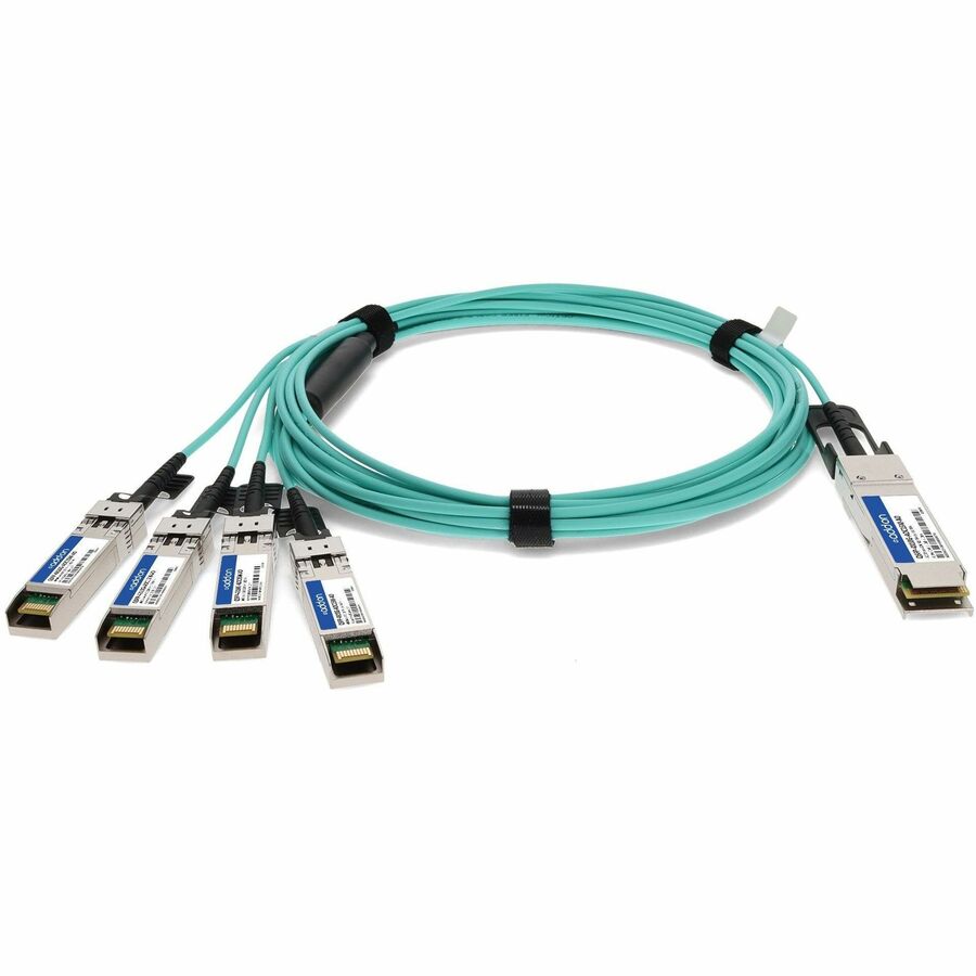 AddOn Cisco QSFP-4X10G-AOC15M Compatible TAA Compliant 40GBase-AOC QSFP+ to 4xSFP+ Direct Attach Cable (850nm, MMF, 15m)