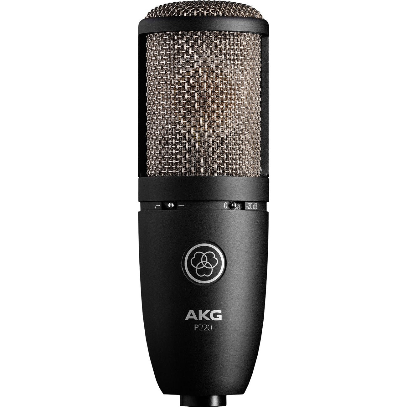 AKG Harman P220 Wired Condenser Microphone - Black, 3101H00420, 6.5 in, rf, XLR