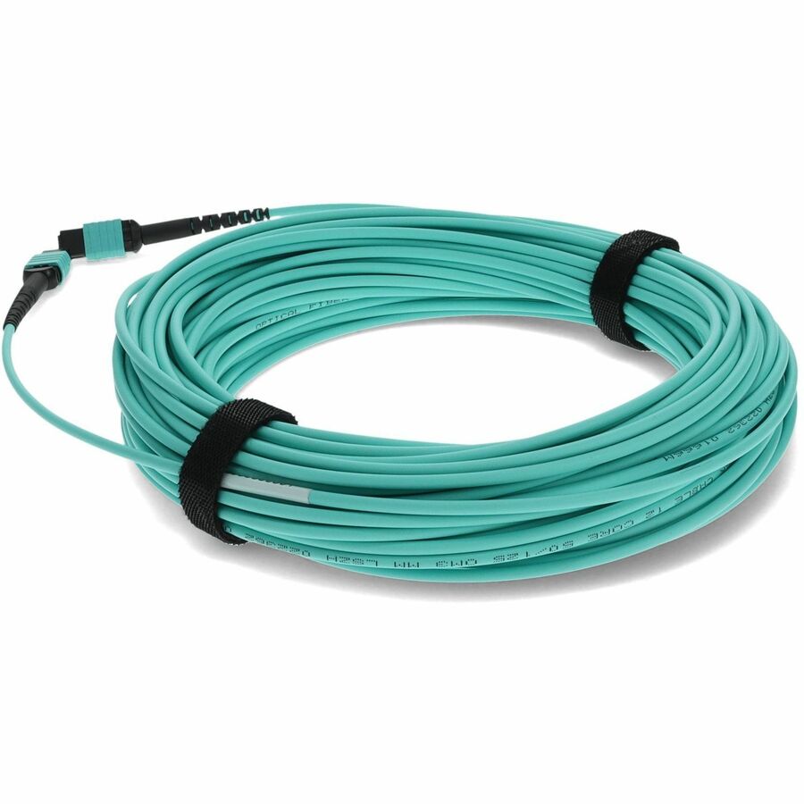 AddOn 30m MPO (Female) to MPO (Female) 12-Strand Aqua OM4 Straight Fiber OFNR (Riser-Rated) Patch Cable