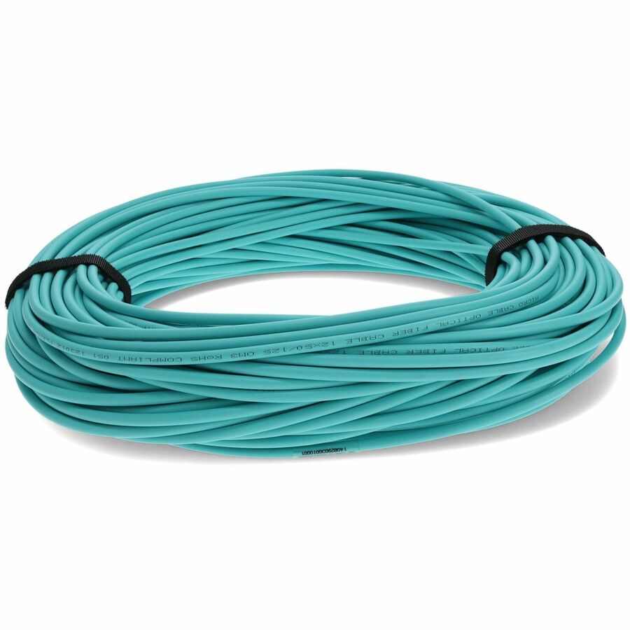 AddOn 30m MPO (Male) to MPO (Male) 12-Strand Aqua OM4 Straight Fiber OFNR (Riser-Rated) Patch Cable