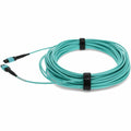 AddOn 50m MPO (Male) to MPO (Male) 12-Strand Aqua OM3 Crossover Fiber OFNR (Riser-Rated) Patch Cable