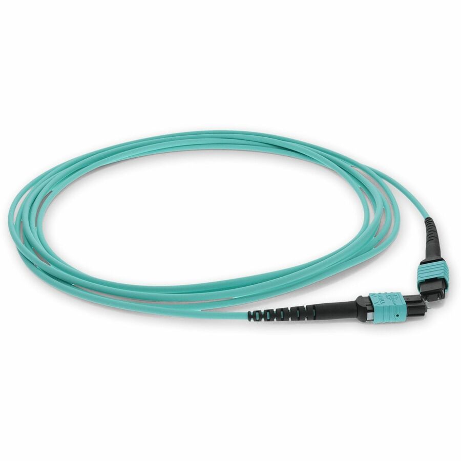 AddOn 1m MPO (Male) to MPO (Male) 12-Strand Aqua OM3 Straight Fiber OFNR (Riser-Rated) Patch Cable