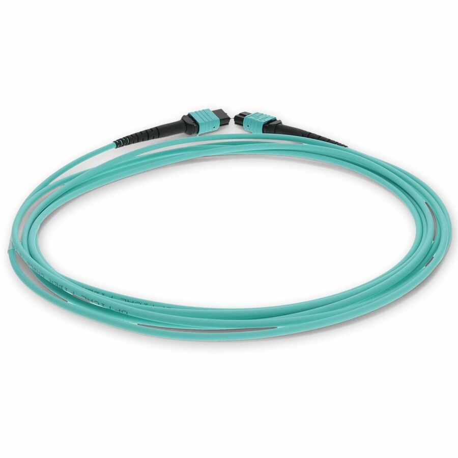 AddOn 10m MPO (Male) to MPO (Male) 12-Strand Aqua OM3 Straight Fiber OFNR (Riser-Rated) Patch Cable
