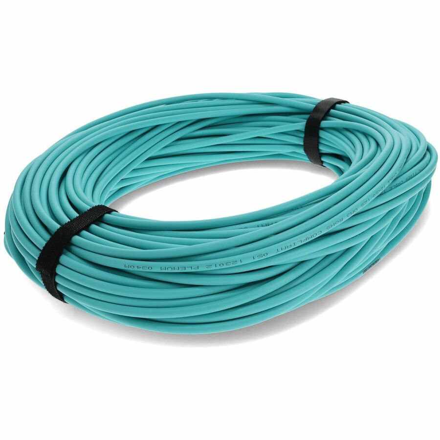 AddOn 15m MPO (Male) to MPO (Male) 12-Strand Aqua OM3 Straight Fiber OFNR (Riser-Rated) Patch Cable
