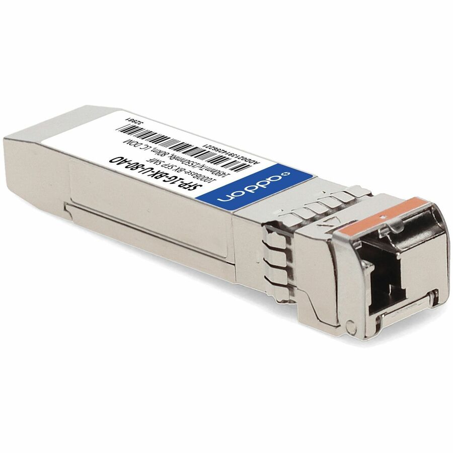 AddOn MSA and TAA Compliant 1000Base-BX SFP Transceiver (SMF, 1490nmTx/1550nmRx, 80km, LC, DOM)