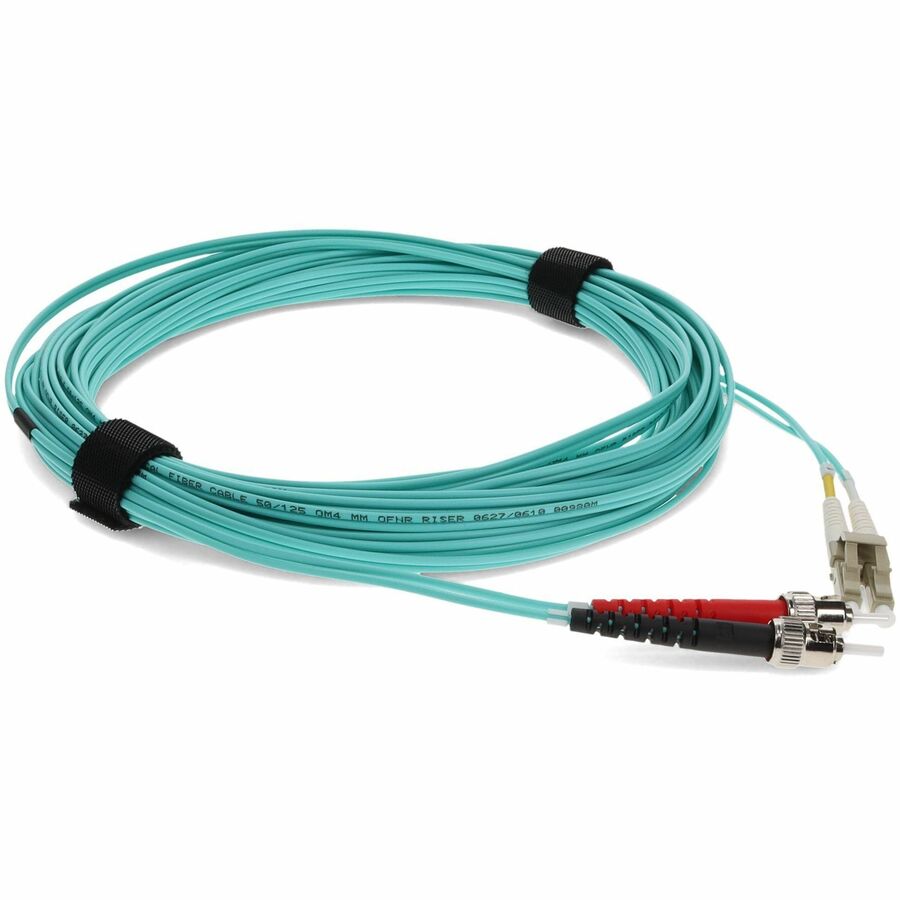 AddOn 1m LC (Male) to ST (Male) Aqua OM3 Duplex Fiber OFNR (Riser-Rated) Patch Cable