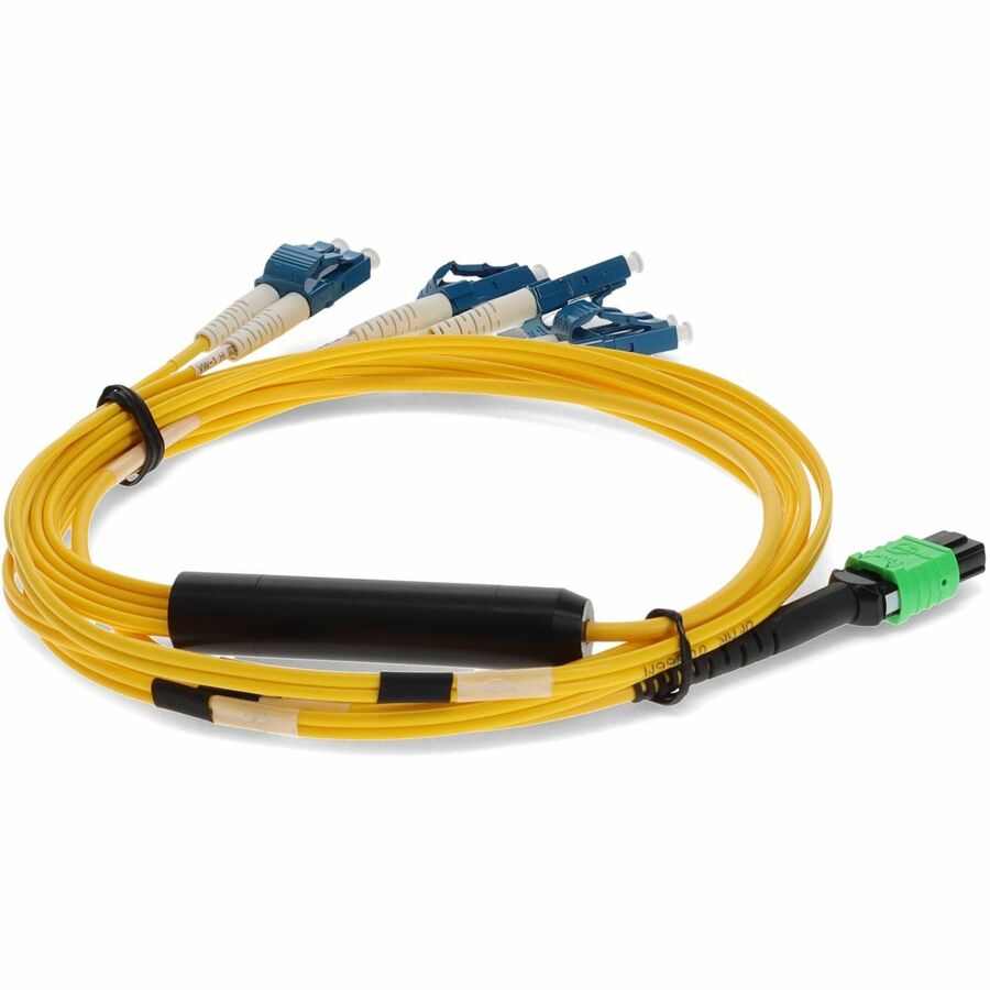 AddOn 3m Arista Networks CAB-M12P4LC-S3 Compatible MPO (Female) to 8xLC (Male) 8-Strand Yellow OS2 OFNR (Riser-Rated) Fiber Fanout Cable