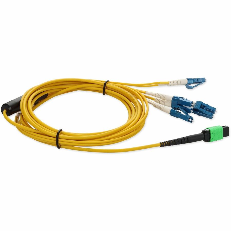 AddOn 3m Juniper Networks MTP-4LC-S3M Compatible MPO (Female) to 8xLC (Male) 8-Strand Yellow OS2 OFNR (Riser-Rated) Fiber Fanout Cable