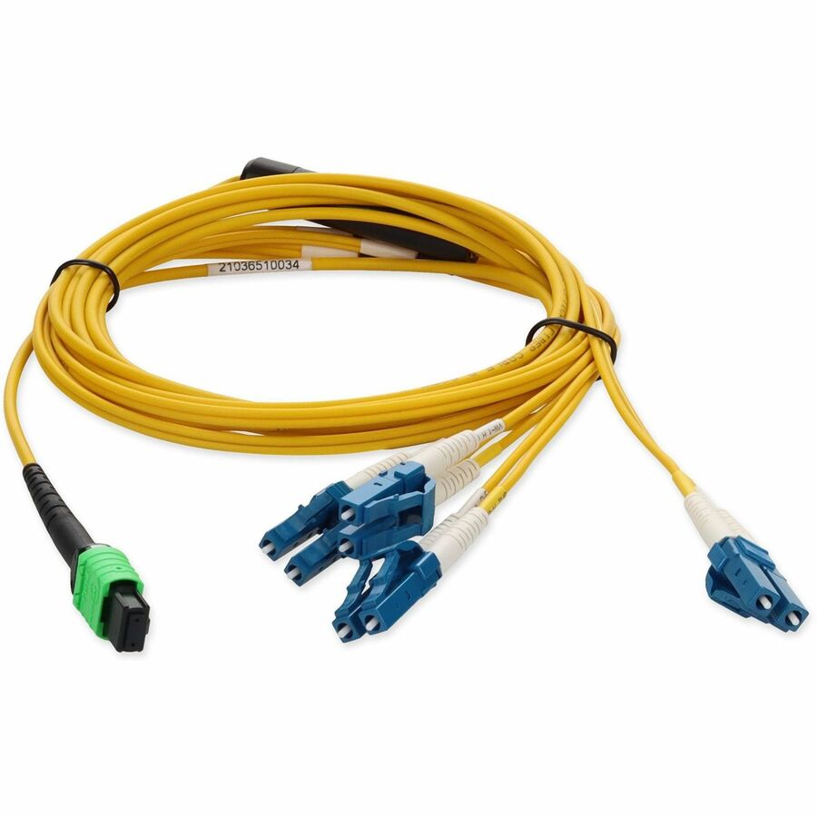 AddOn 3m Juniper Networks MTP-4LC-S3M Compatible MPO (Female) to 8xLC (Male) 8-Strand Yellow OS2 OFNR (Riser-Rated) Fiber Fanout Cable