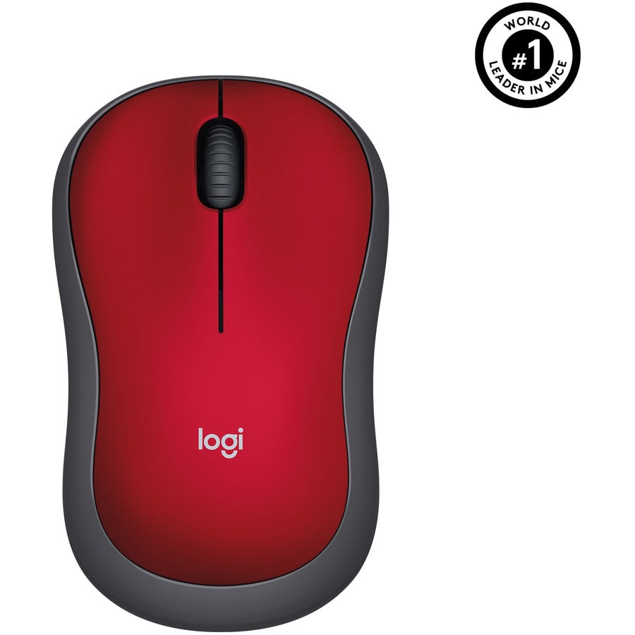 Logitech M185 Wireless Mouse, 2.4GHz with USB Mini Receiver, 12-Month Battery Life, 1000 DPI Optical Tracking, Ambidextrous, Compatible with PC, Mac, Laptop (Red)