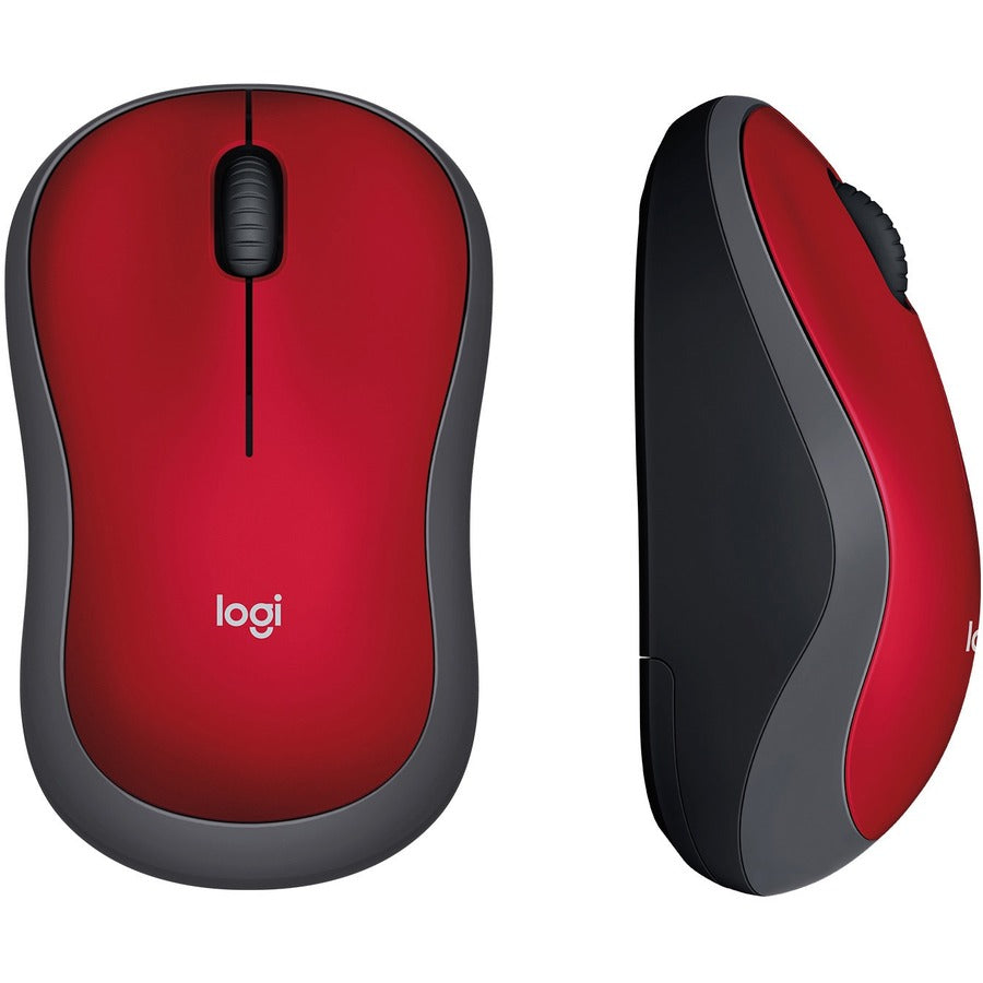 Logitech M185 Wireless Mouse, 2.4GHz with USB Mini Receiver, 12-Month Battery Life, 1000 DPI Optical Tracking, Ambidextrous, Compatible with PC, Mac, Laptop (Red)