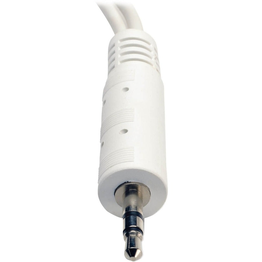 Eaton Tripp Lite Series 3.5mm Mini Stereo Cable adapter Y Splitter for Speakers and Headphones (M to 2x F) White, 6-in. (15.24 cm)