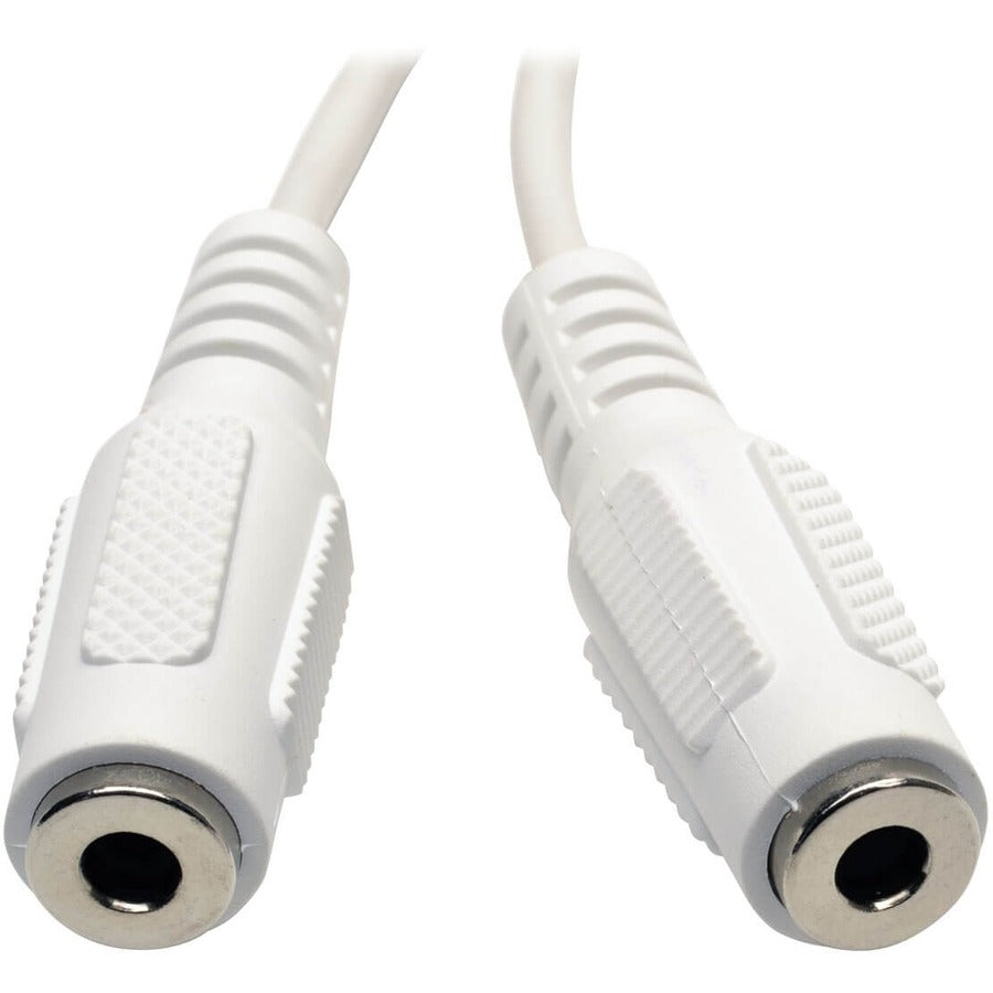 Eaton Tripp Lite Series 3.5mm Mini Stereo Cable adapter Y Splitter for Speakers and Headphones (M to 2x F) White, 6-in. (15.24 cm)