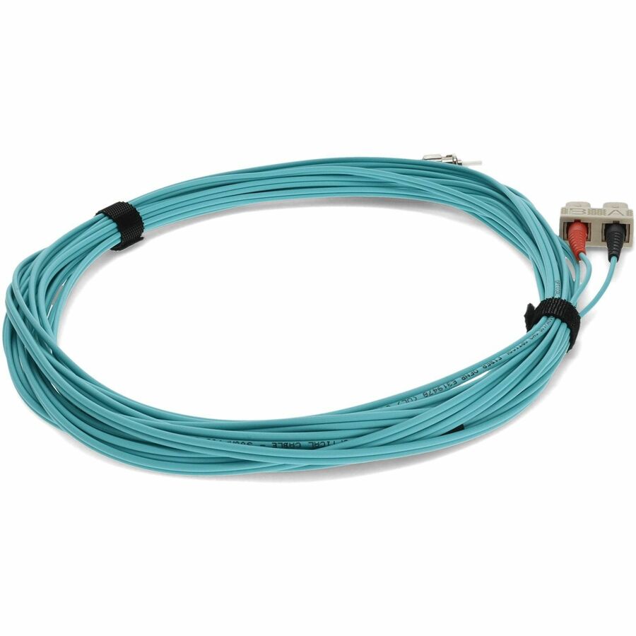 AddOn 9m SC (Male) to ST (Male) Aqua OM3 Duplex Fiber OFNR (Riser-Rated) Patch Cable