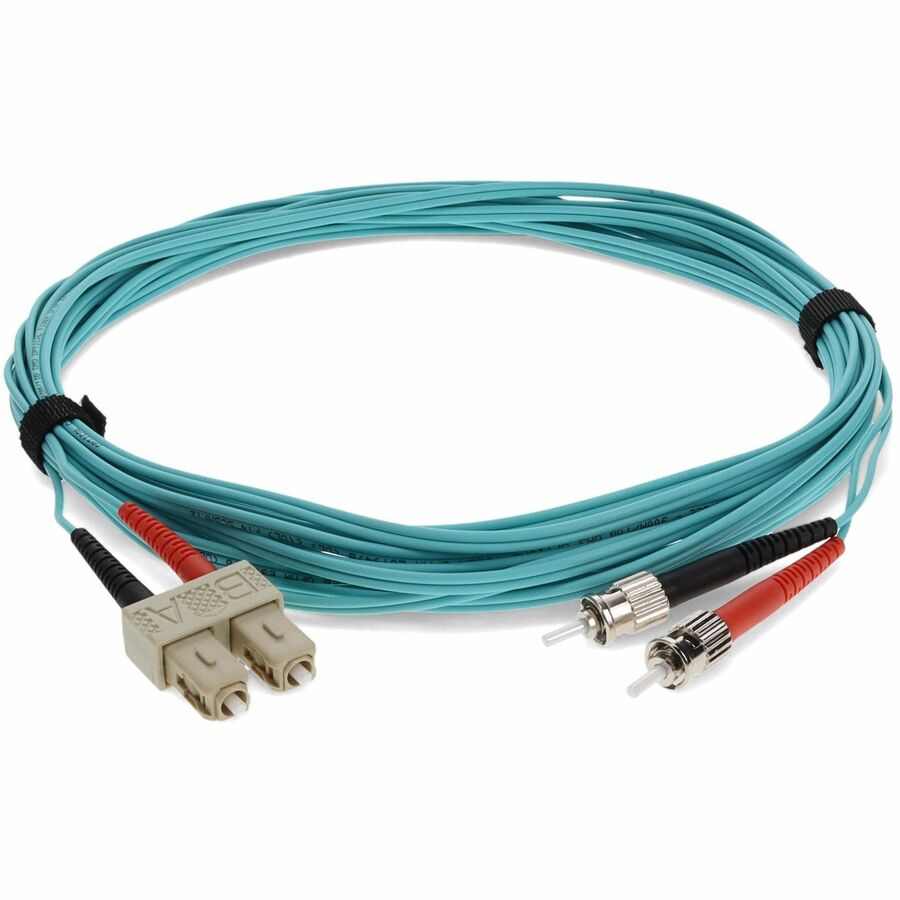 AddOn 4m SC (Male) to ST (Male) Aqua OM4 Duplex Fiber OFNR (Riser-Rated) Patch Cable