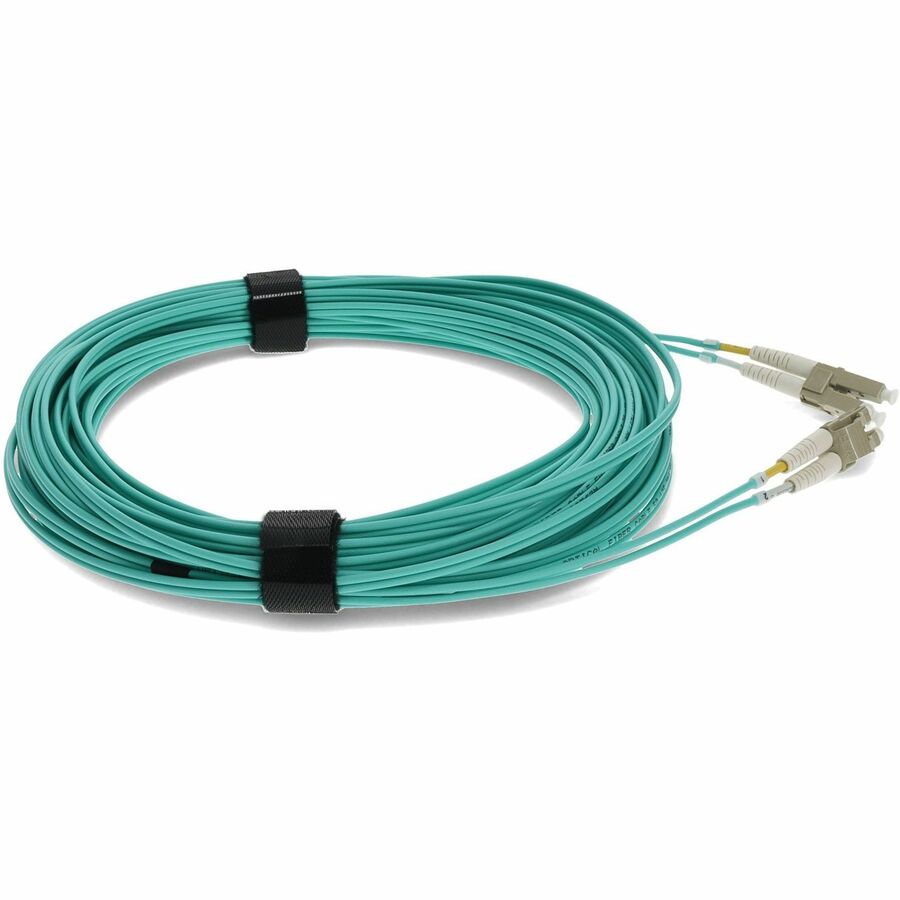 AddOn 15m HP BK841A Compatible LC (Male) to LC (Male) Aqua OM4 Duplex Fiber OFNR (Riser-Rated) Patch Cable