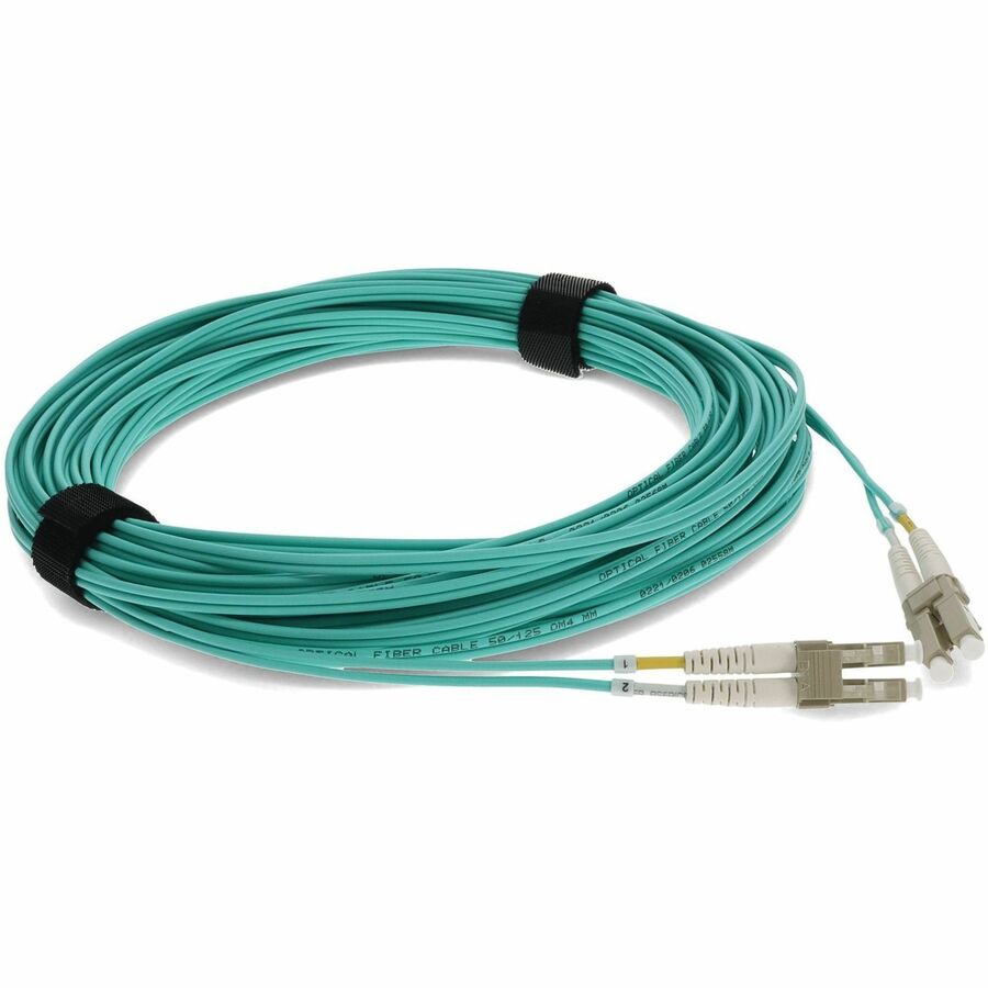 AddOn 30m HP AJ838A Compatible LC (Male) to LC (Male) Aqua OM3 Duplex Fiber OFNR (Riser-Rated) Patch Cable
