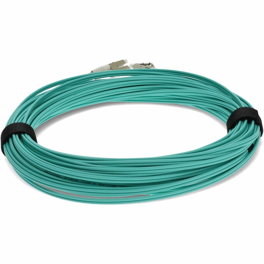 AddOn 30m HP AJ838A Compatible LC (Male) to LC (Male) Aqua OM3 Duplex Fiber OFNR (Riser-Rated) Patch Cable