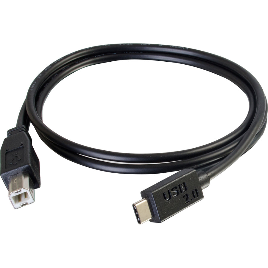 C2G 12ft USB C to USB B Cable - USB C to B Cable - USB 2.0 - 1A, 480Mbps - Black - M/M
