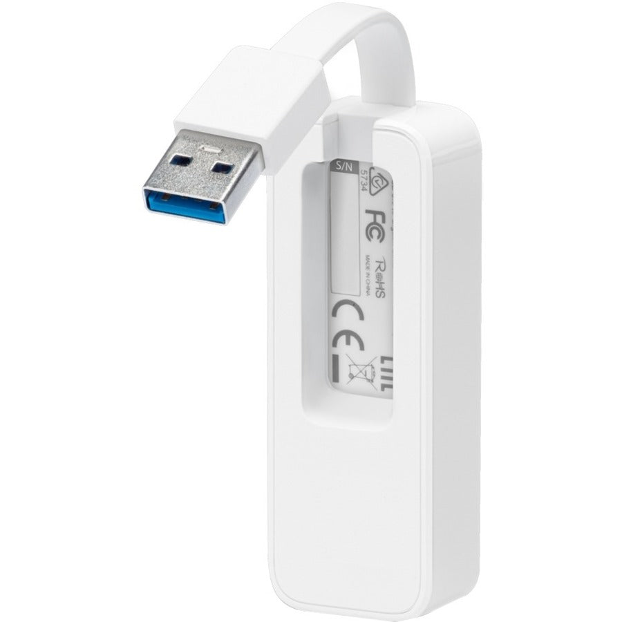 USB 3.0 to Gigabit Ethernet Adapter, 1 port USB 3.0 connector and 1 port Ethernet port