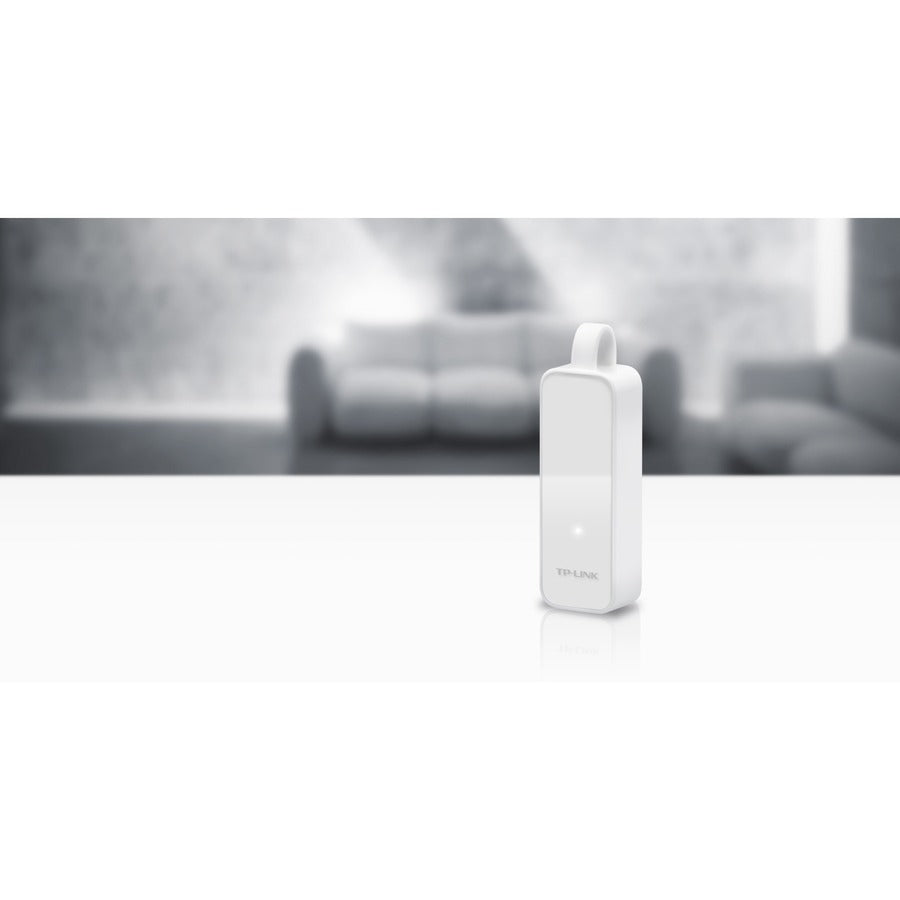 USB 3.0 to Gigabit Ethernet Adapter, 1 port USB 3.0 connector and 1 port Ethernet port