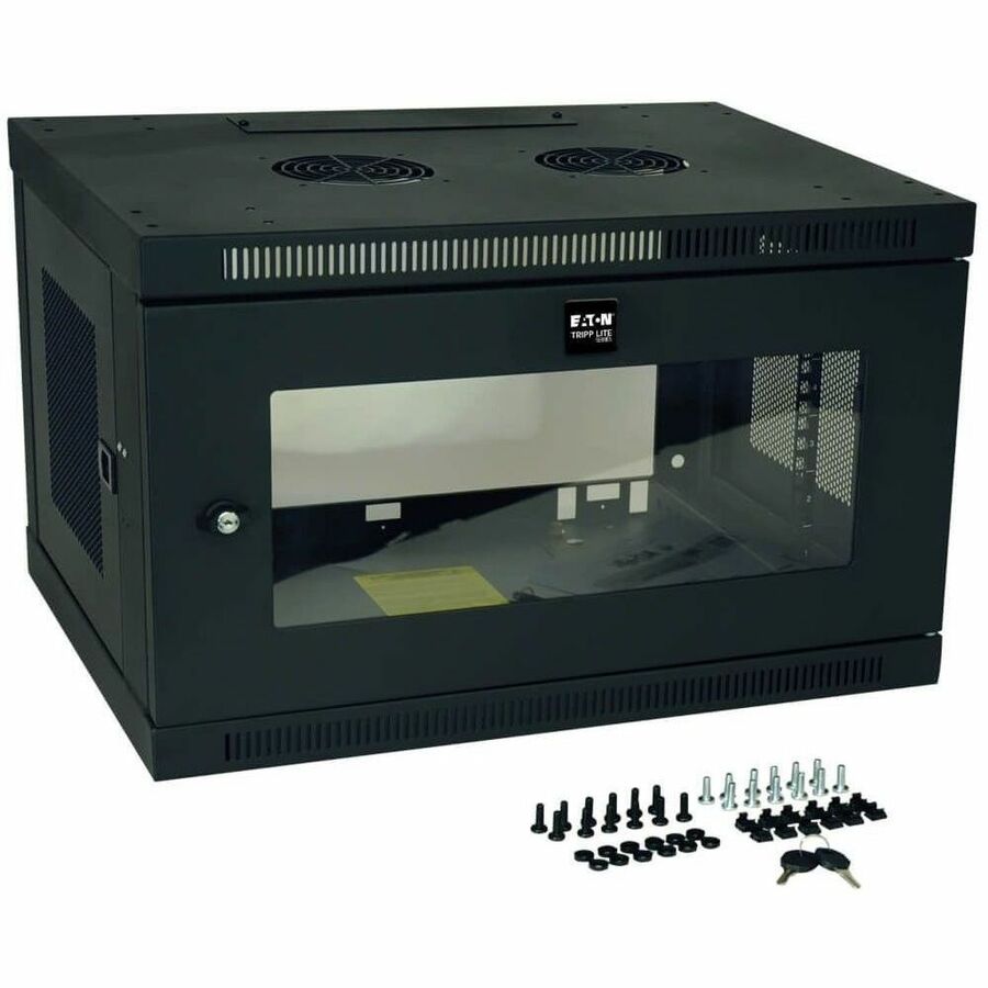 Eaton Tripp Lite Series SmartRack 6U Low-Profile Switch-Depth Wall-Mount Mini Rack Enclosure with Clear Acrylic Window