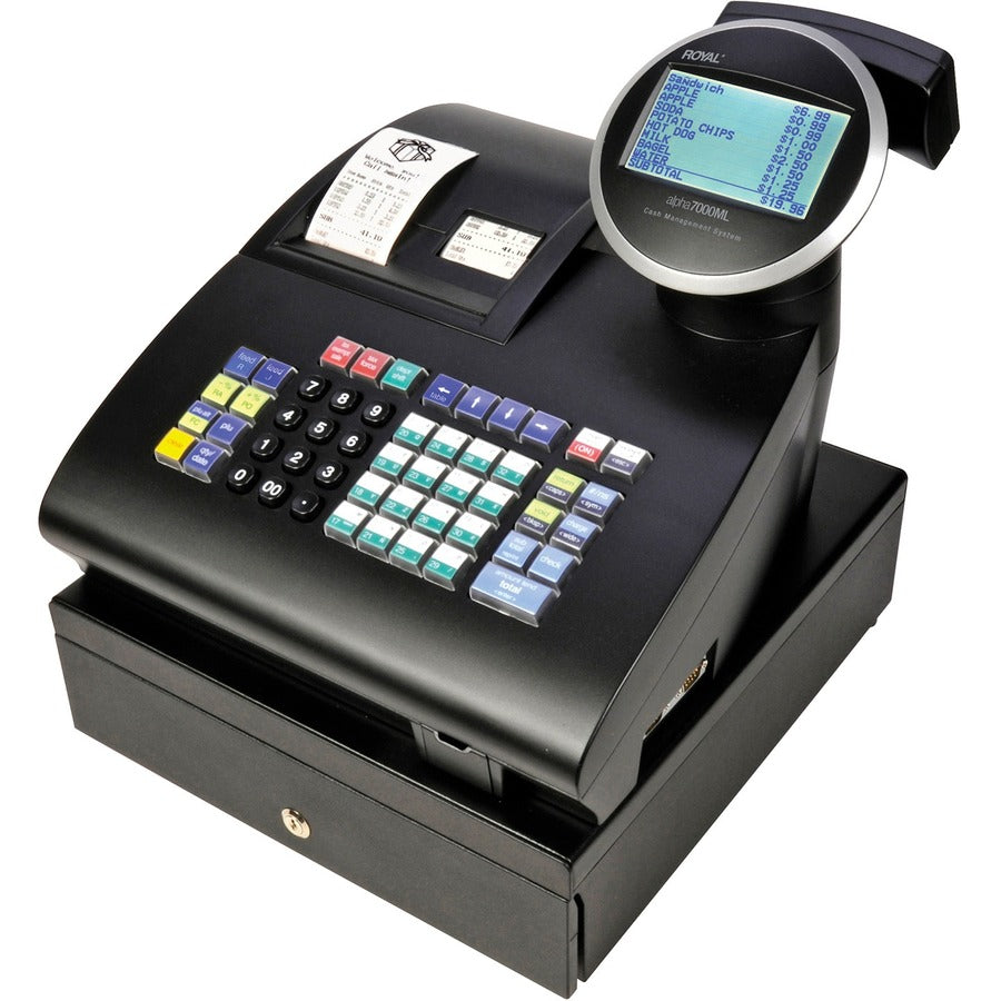 Royal Alpha 7000ML Cash Register - 10000 PLUs - 40 Clerks - 200 Departments - Thermal Printing
