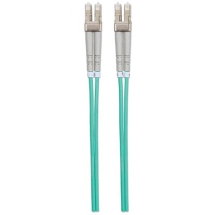 IC Intellinet Network Solutions Fiber Optic Patch Cable, LC, OM3, 50/125, Multimode, Duplex, Aqua, 33 ft (10 m)