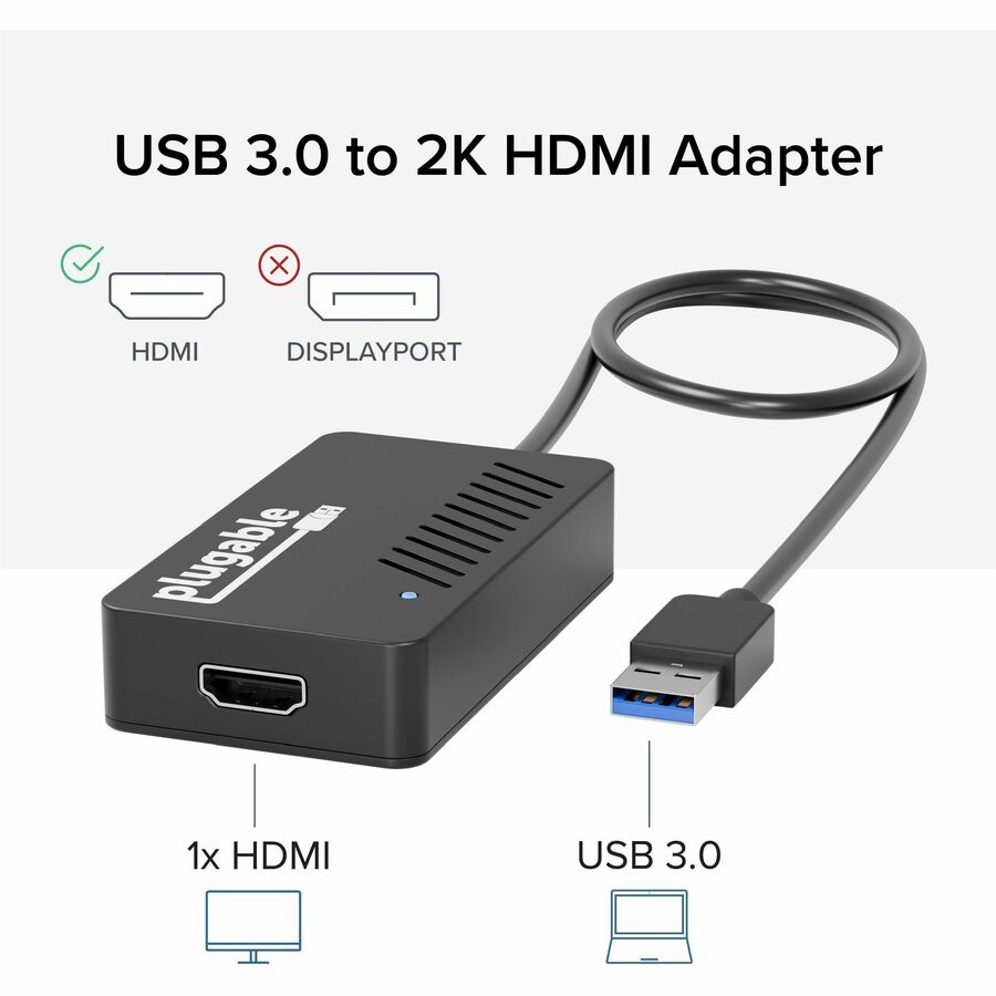 Plugable USB 3.0 to HDMI Video Graphics Adapter with Audio for Multiple Monitors up to 2560x1440