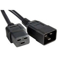 NSI ENET C19 to C20 6ft Black Power Cord Extension 250V 14 AWG 15A NEMA IEC-320 C19 to IEC-320 C20 Black 6'