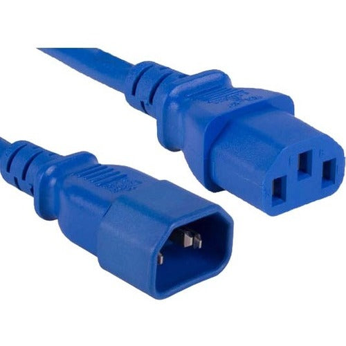 NSI ENET C13 to C14 2ft Blue Power Extension Cord / Cable 250V 18 AWG 10A NEMA IEC-320 C13 to IEC-320 C14 2'