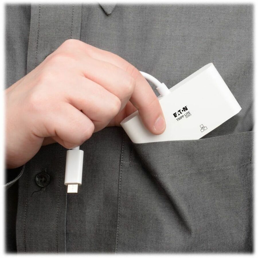 Eaton Tripp Lite Series USB-C Multiport Adapter, DVI, USB 3.x (5Gbps) Hub Port, Gbe and PD Charging, White