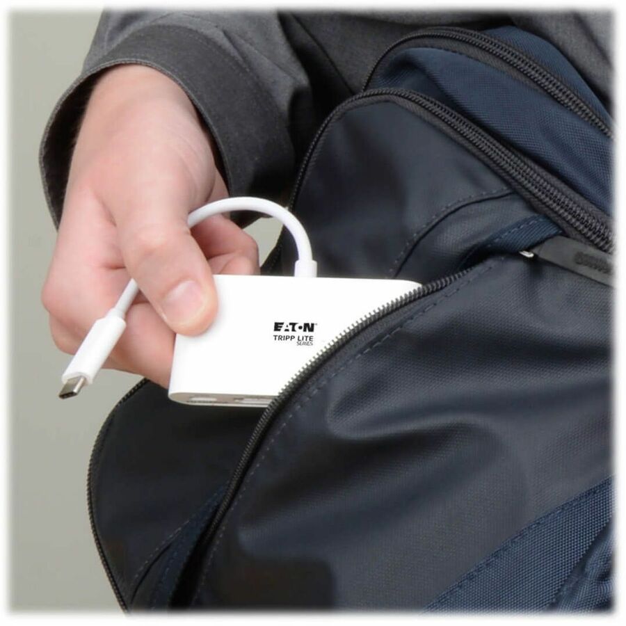 Eaton Tripp Lite Series USB-C to DVI Adapter with USB 3.x (5Gbps) Hub Port and PD Charging, White